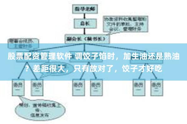 股票配资管理软件 调饺子馅时，加生油还是熟油？差距很大，只有放对了，饺子才好吃