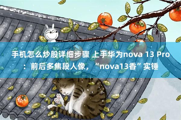 手机怎么炒股详细步骤 上手华为nova 13 Pro：前后多焦段人像，“nova13香”实锤